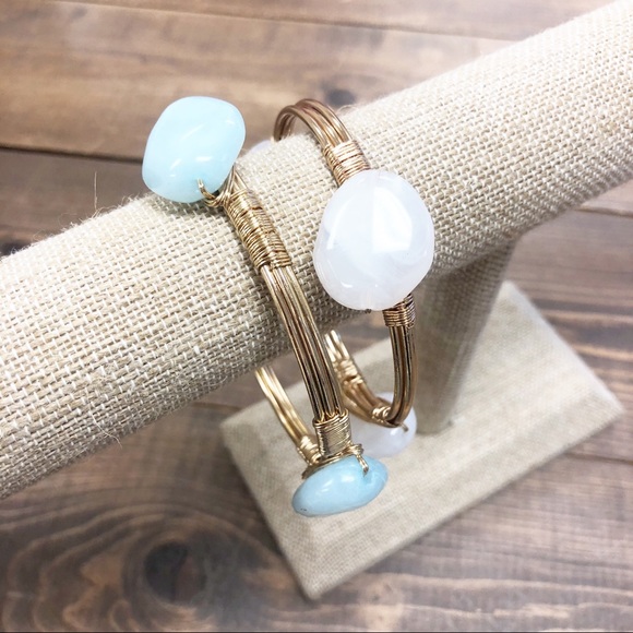 Jewelry - 🛍 2 for $15 🛍 7” Natural Gem Stone Bangle Set